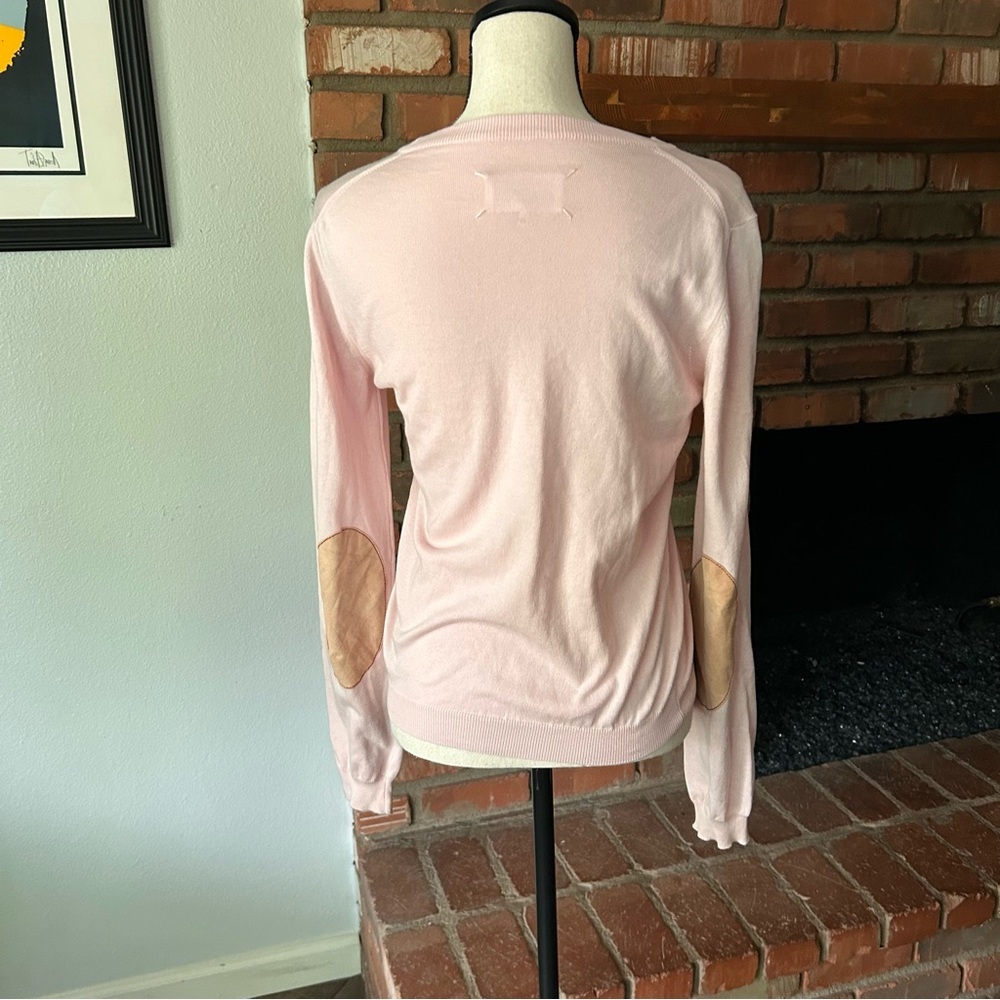 Maison Martin Margiela Cotton Long Sleeve Elbow Patch Sweater in Pink Sz 4 - Picture 5 of 8